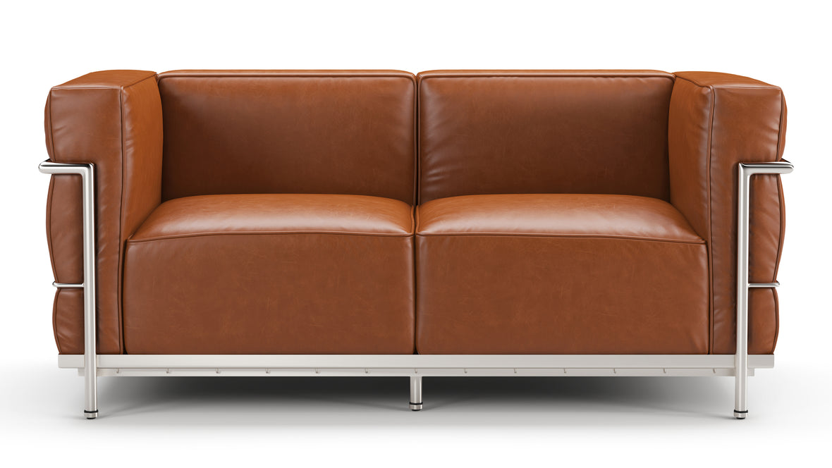 Corbusier - Corbusier Grand Modele Two Seater Sofa, Tan Premium Leather