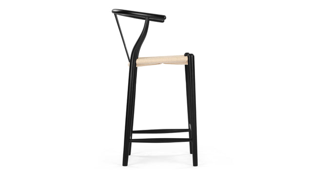 Wish - Wish Counter Stool, Black with Natural Seat, 25.5