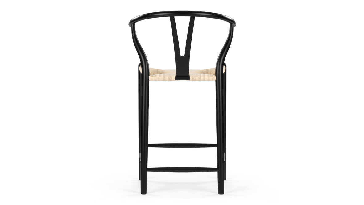 Wish - Wish Counter Stool, Black with Natural Seat, 25.5