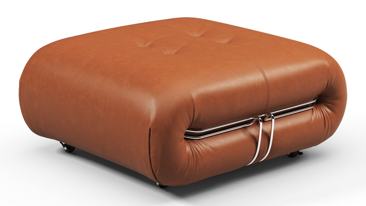 Soriana - Soriana Ottoman, Tan Premium Leather