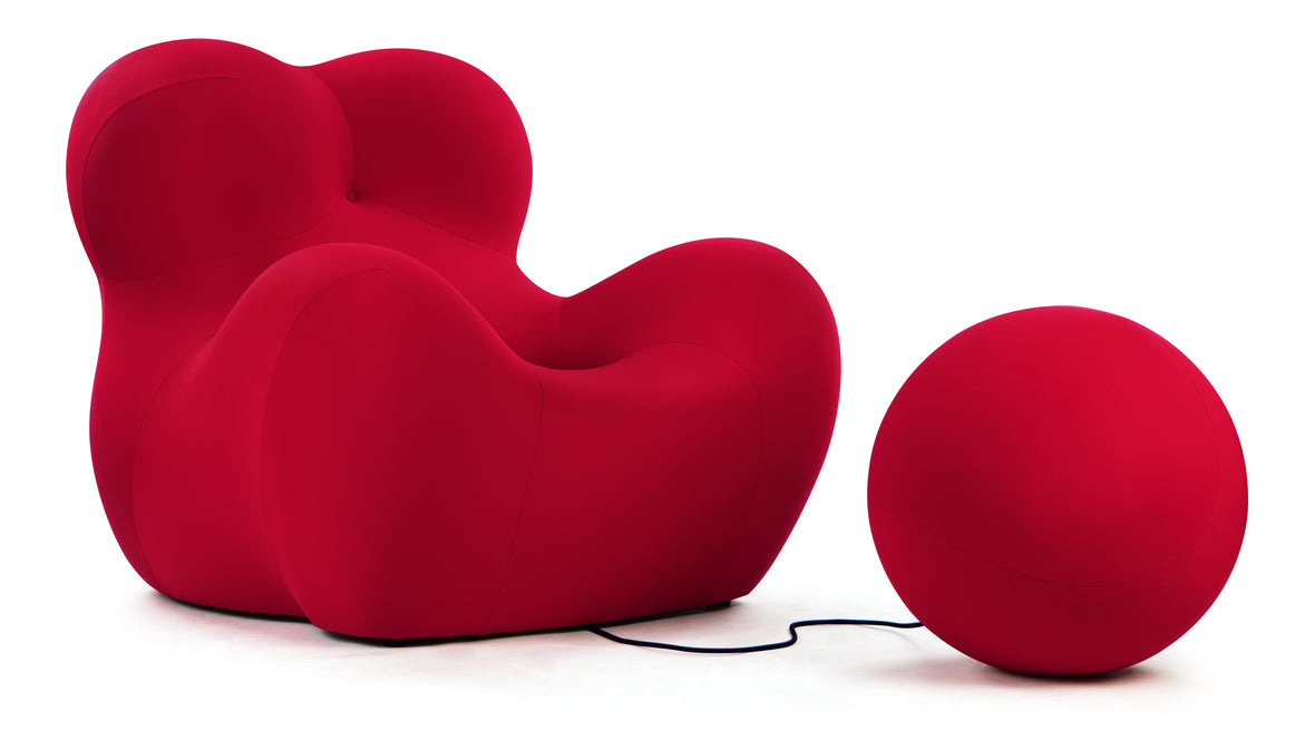 Mamma - Mamma Chair and Ottoman, Red Jersey