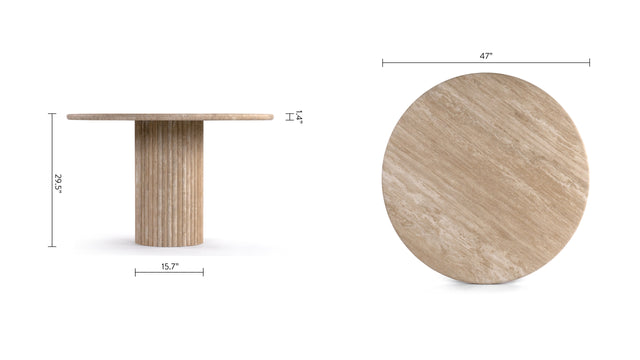 Moon - Moon Round Pedestal Dining Table, Travertine, 47in
