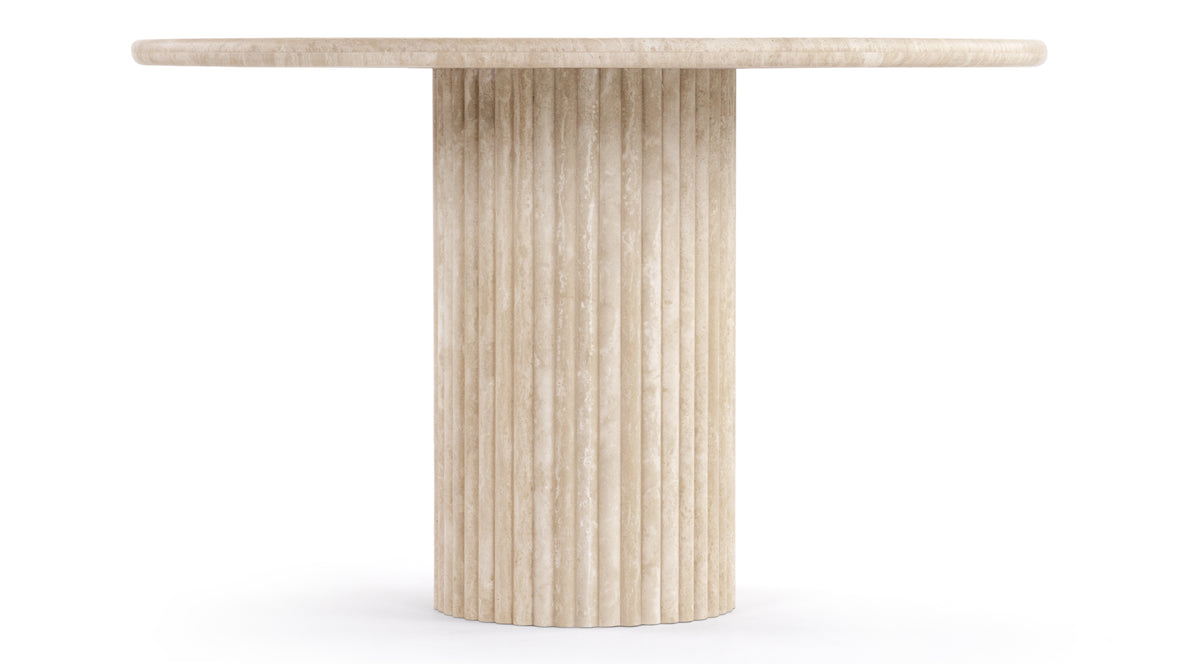 Moon - Moon Round Pedestal Dining Table, Travertine, 47in