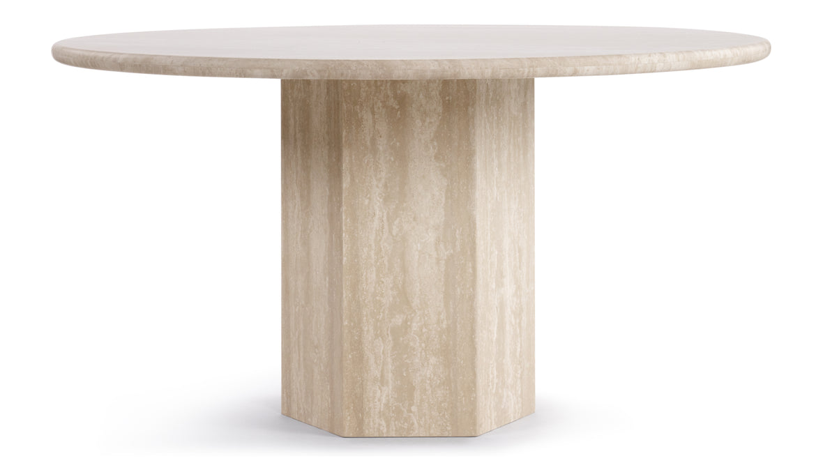 Epic - Epic Round Pedestal Dining Table, Travertine, 55in