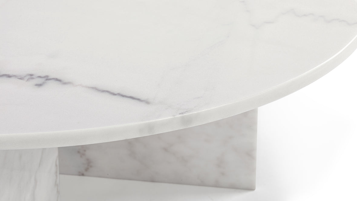 Olivia Coffee Table, Round, White Marble | Interior Icons