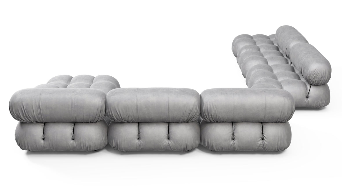 Belia - Belia Large Sectional, Left Corner, Light Gray Velvet