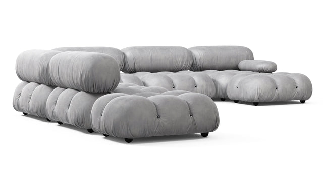 Belia - Belia Large Sectional, Left Corner, Light Gray Velvet