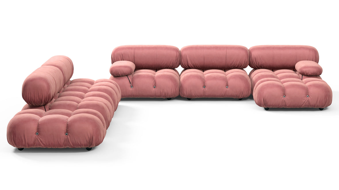 Belia - Belia Large Sectional, Left Corner, Blush Pink Velvet