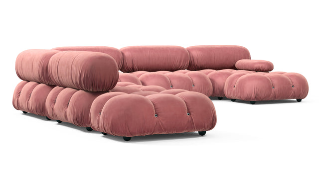 Belia - Belia Large Sectional, Left Corner, Blush Pink Velvet