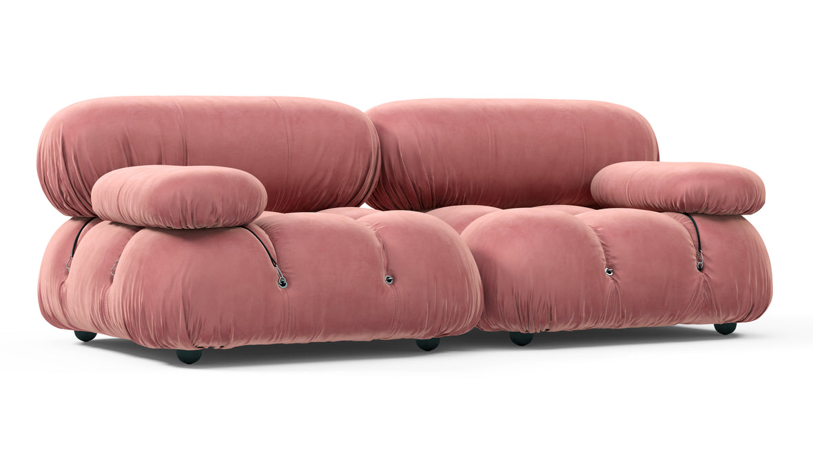 Belia - Belia Two Seater Sofa, Blush Pink Velvet