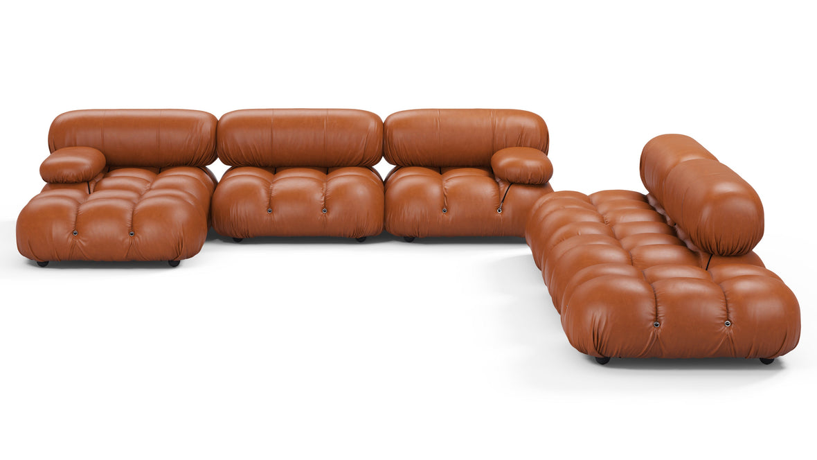 Belia - Belia Large Sectional, Right Corner, Tan Premium Leather