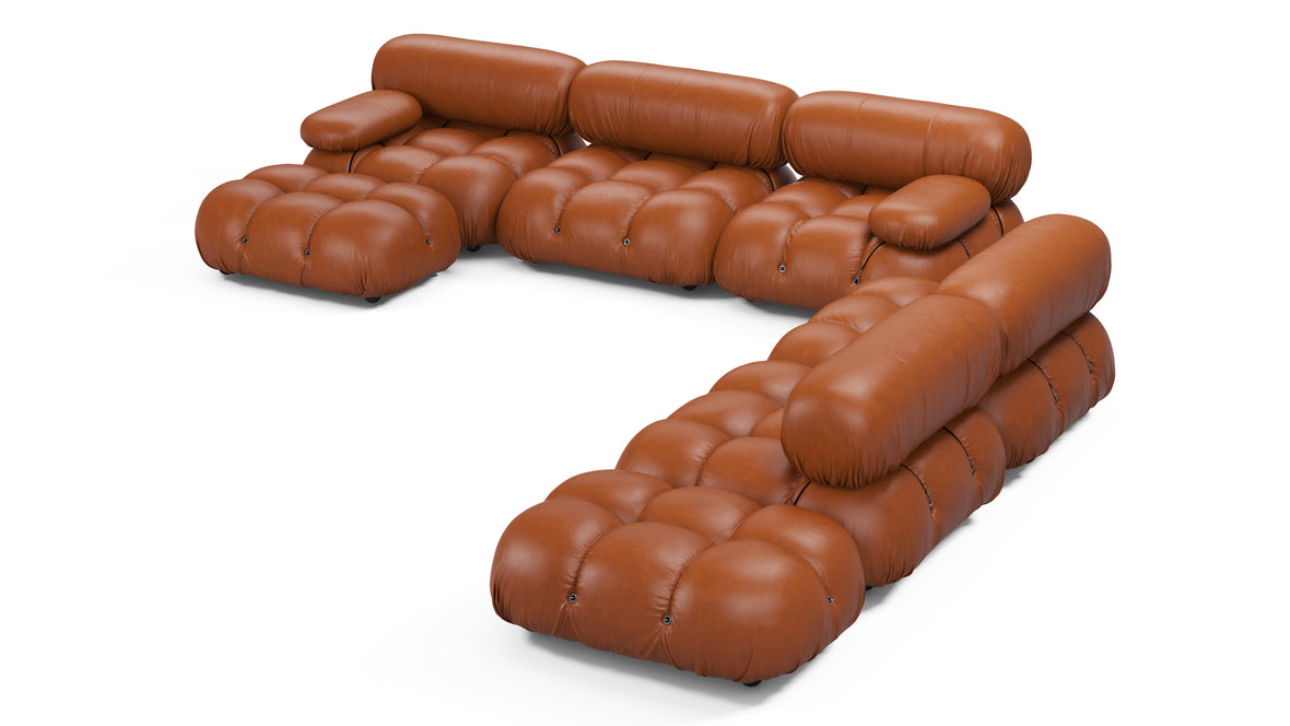 Belia - Belia Large Sectional, Right Corner, Tan Premium Leather