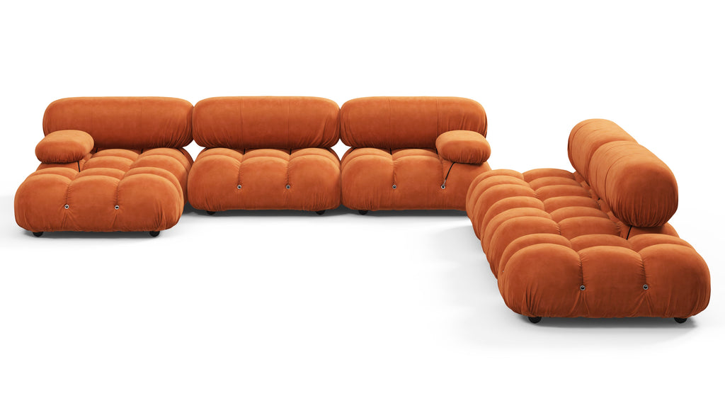 Belia Large Sectional, Right Corner, Orange Velvet | Interior Icons