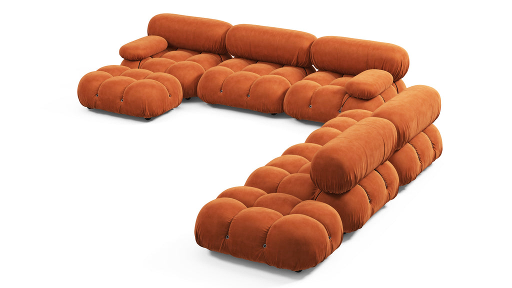 Belia Large Sectional, Right Corner, Orange Velvet | Interior Icons