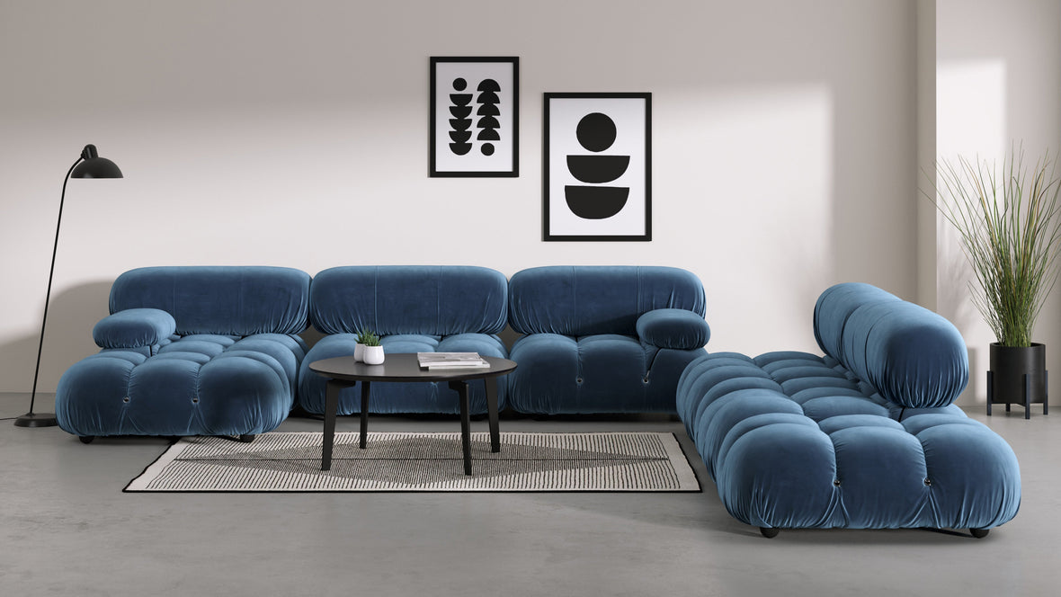 Belia - Belia Large Sectional, Right Corner, Aegean Blue Velvet