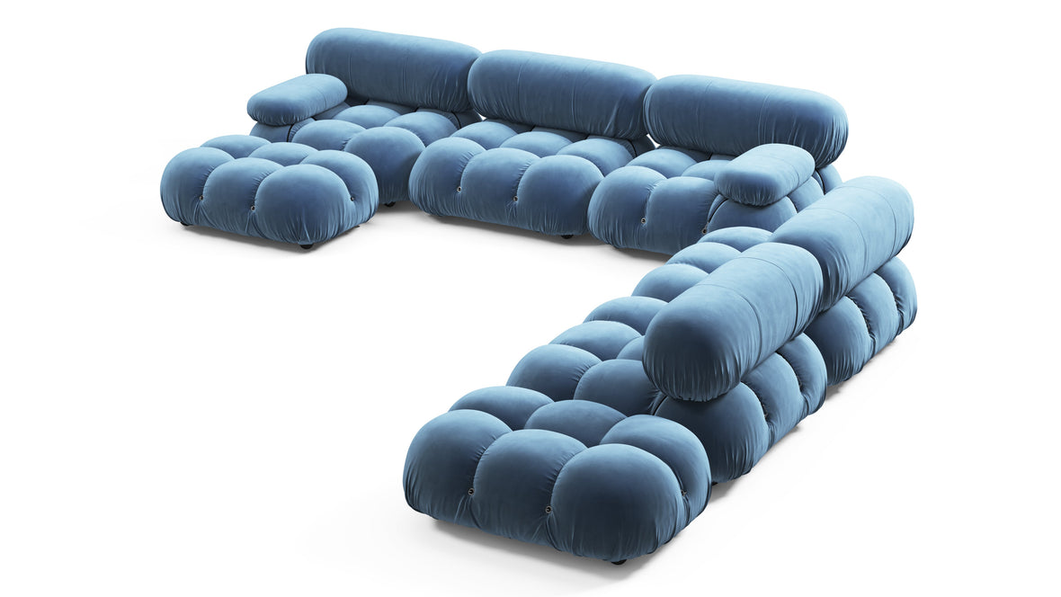 Belia - Belia Large Sectional, Right Corner, Aegean Blue Velvet