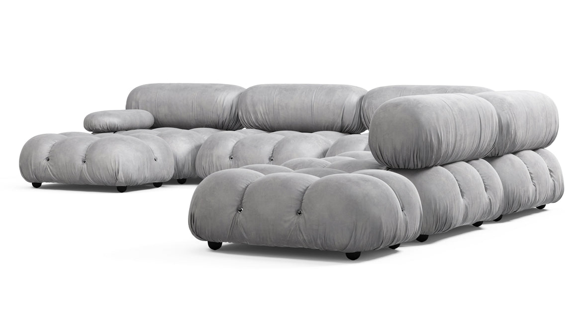 Belia - Belia Large Sectional, Right Corner, Light Gray Velvet