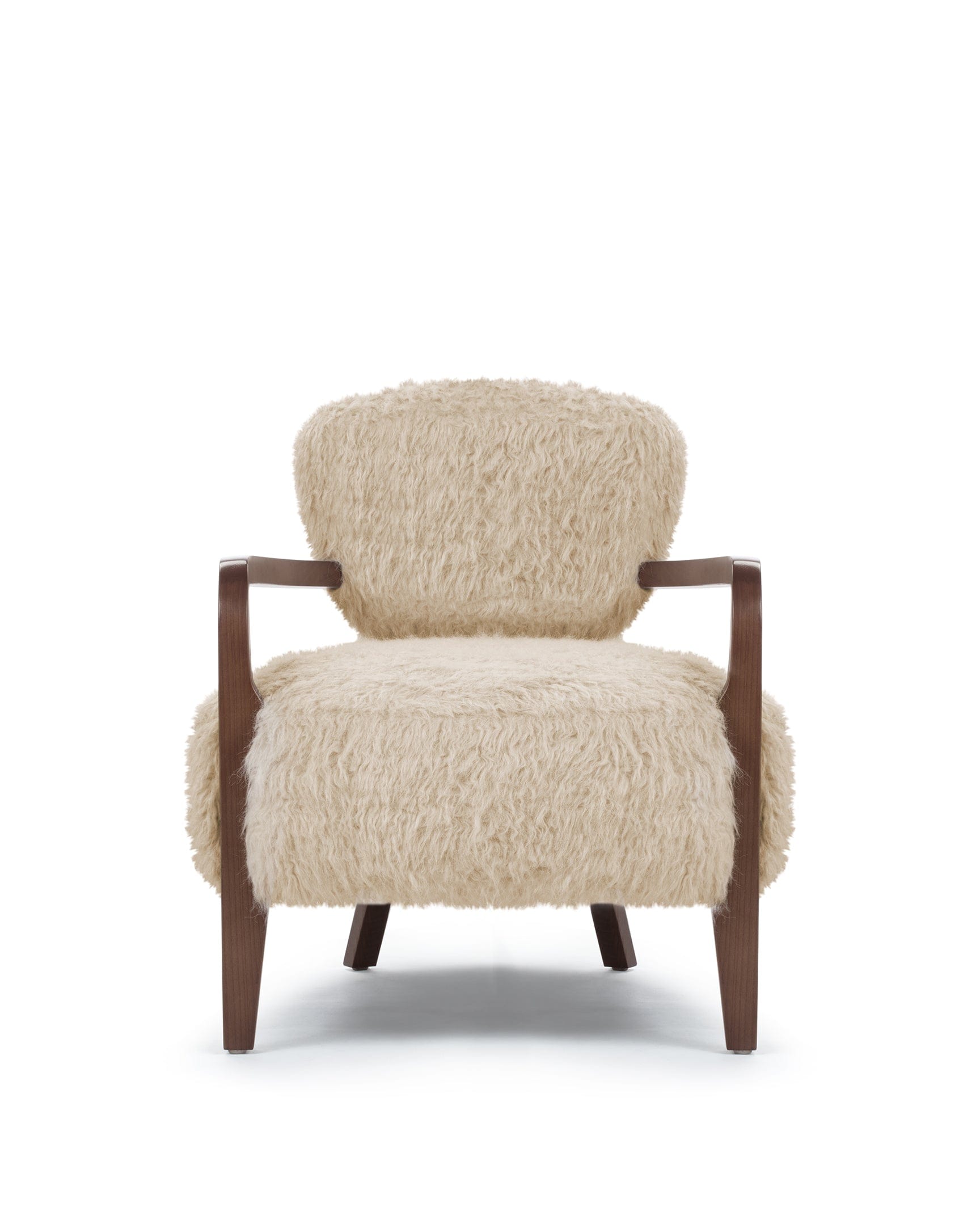 Cabana Chair, White Long Hair Sherpa and Walnut – Interior Icons