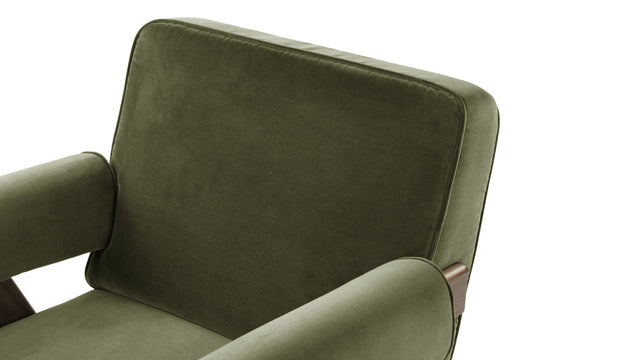 Jeanneret - Jeanneret Lounge Chair, Olive Green Velvet