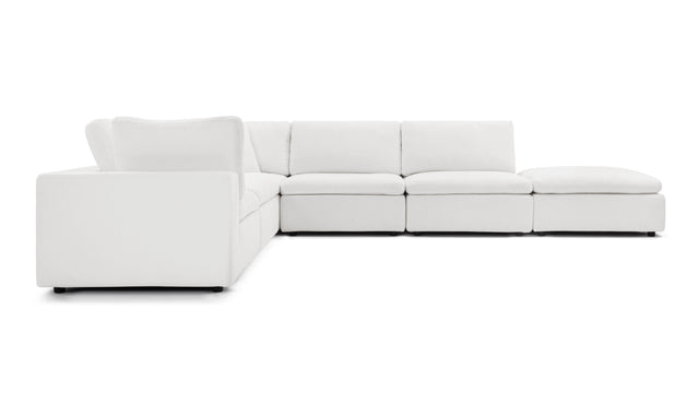 Cloud - Cloud Sectional Sofa, Five Seater, Left Corner, White Linen