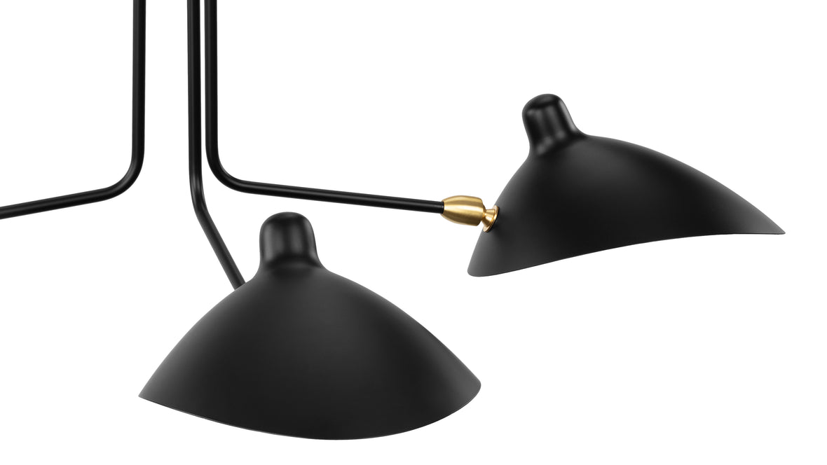 Mouille - Mouille Three Arm Ceiling Light, Small, Black