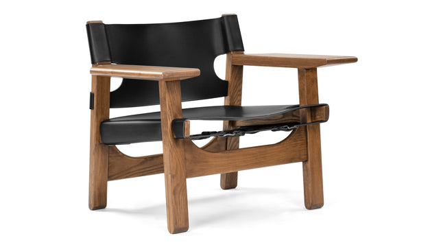 Spanish - The Spanish Lounge Chair, Black Vegan Leather and Walnut Stain