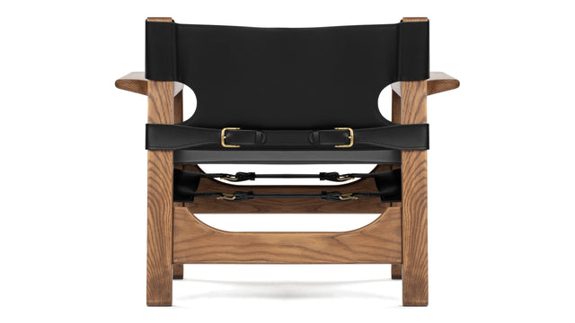 Spanish - The Spanish Lounge Chair, Black Vegan Leather and Walnut Stain