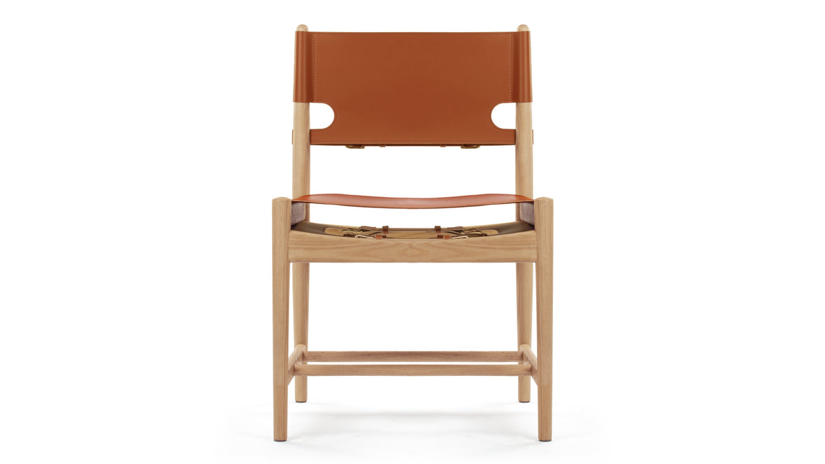 Spanish - Spanish Side Chair, Whiskey Brown Vegan Leather and Ash