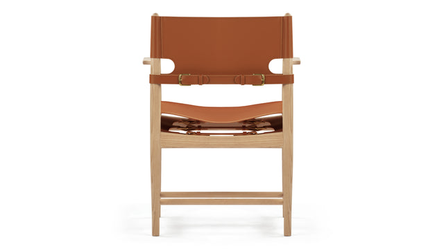 Spanish - The Spanish Dining Chair With Arms, Whiskey Brown Vegan Leather and Ash