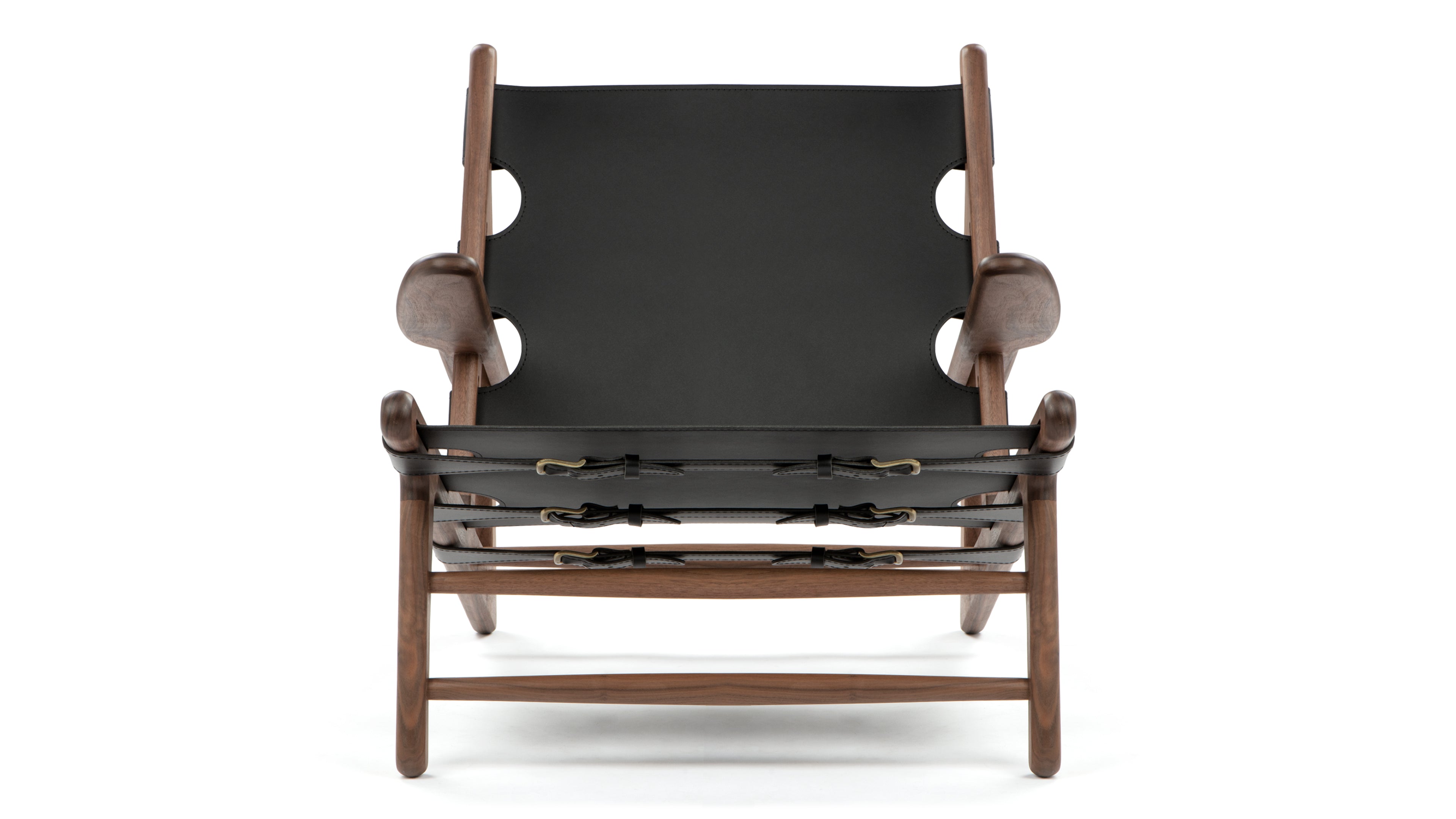 Hunting Chair Deep Black Vegan Leather And Walnut | Interior Icons | Gästehandtücher