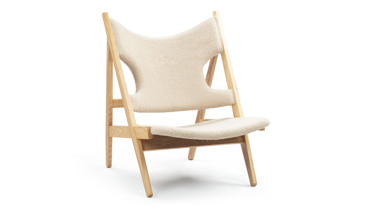 Knitting Chair - Knitting Chair, Natural Ash and Vegan Sherpa