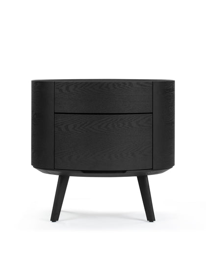 Side Tables Felix Two Drawer Nightstand, Black Ash Veneer