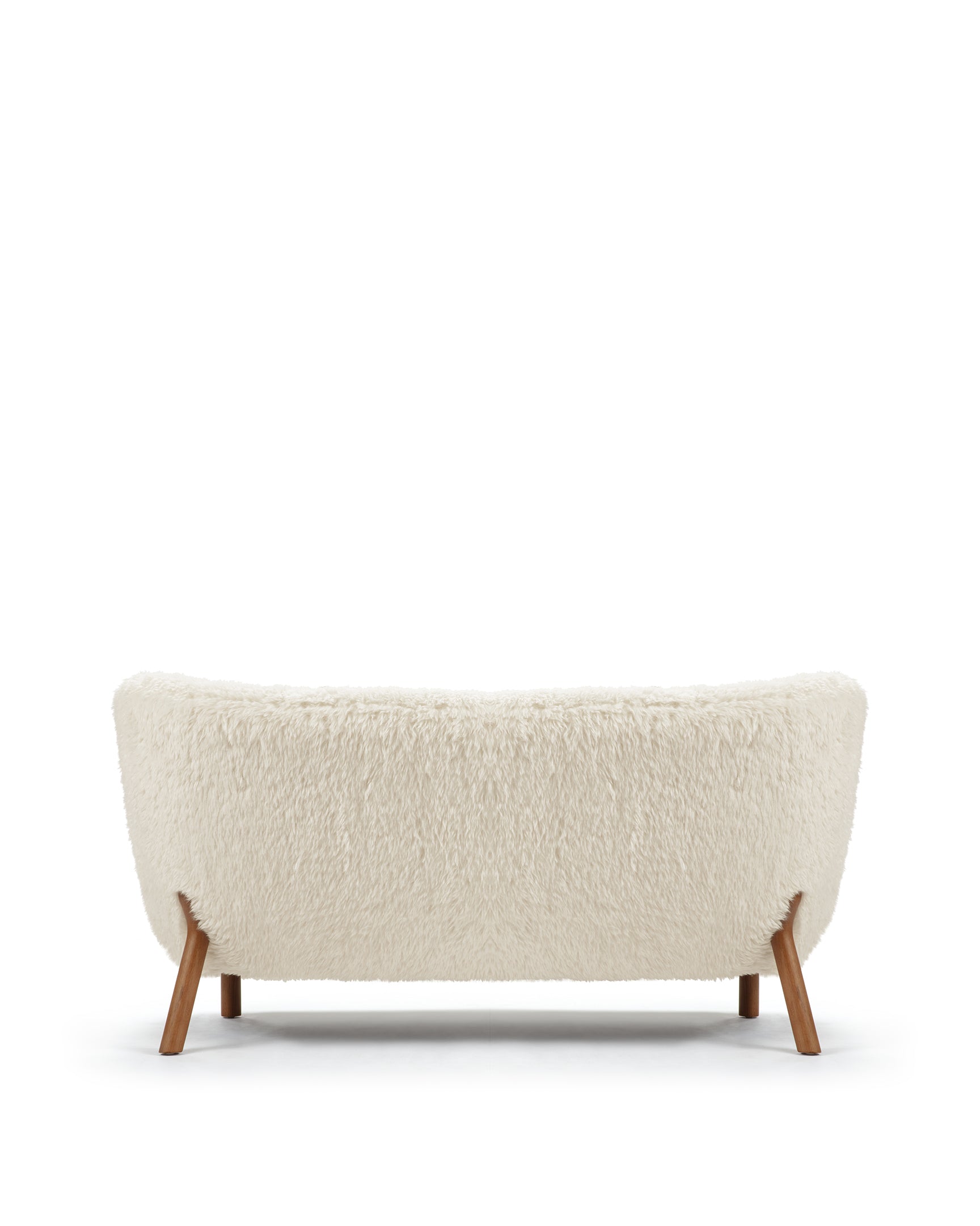 Petra Sofa, White Long Hair Sherpa And Walnut – Interior Icons