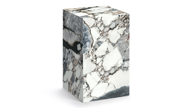 Plinth - Plinth Side Table, Modellato Marble