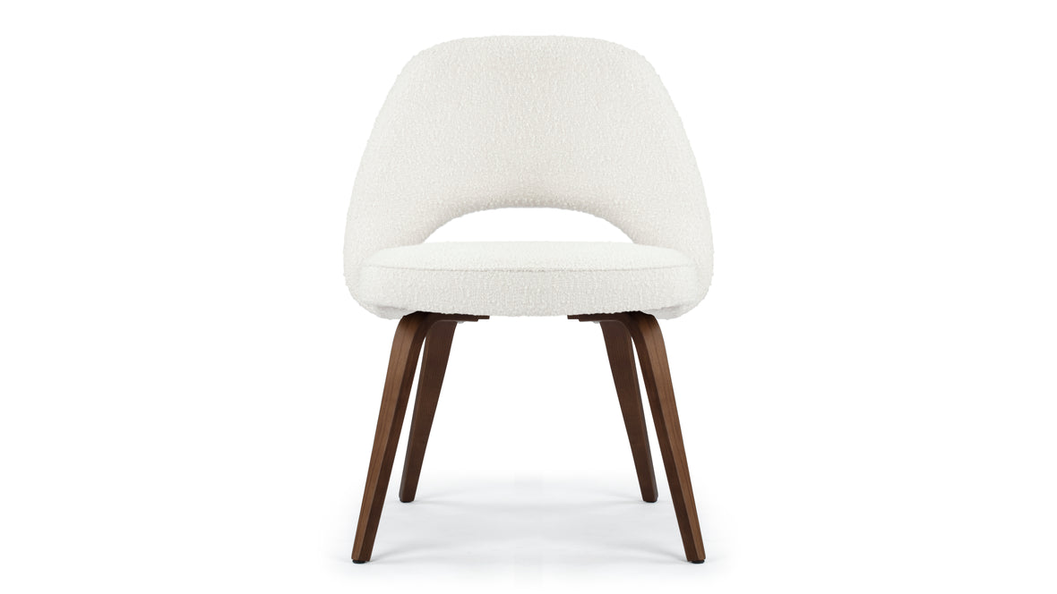 Executive Style - Executive Style Armless Dining Chair, White Boucle and Walnut