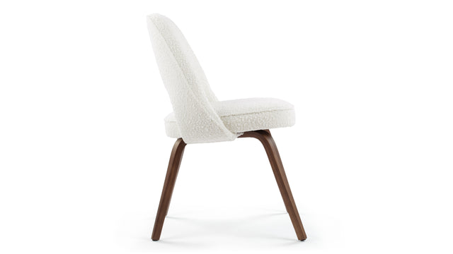 Executive Style - Executive Style Armless Dining Chair, White Boucle and Walnut