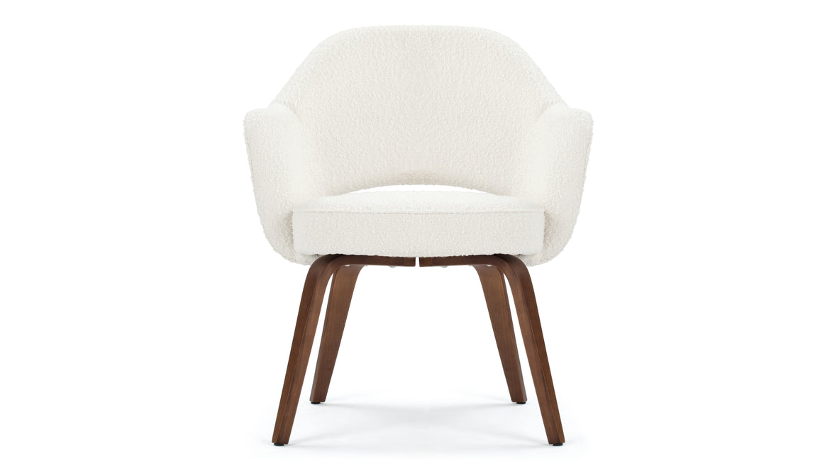 Executive Style - Executive Style Arm Chair, White Boucle and Walnut