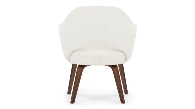 Executive Style - Executive Style Arm Chair, White Boucle and Walnut