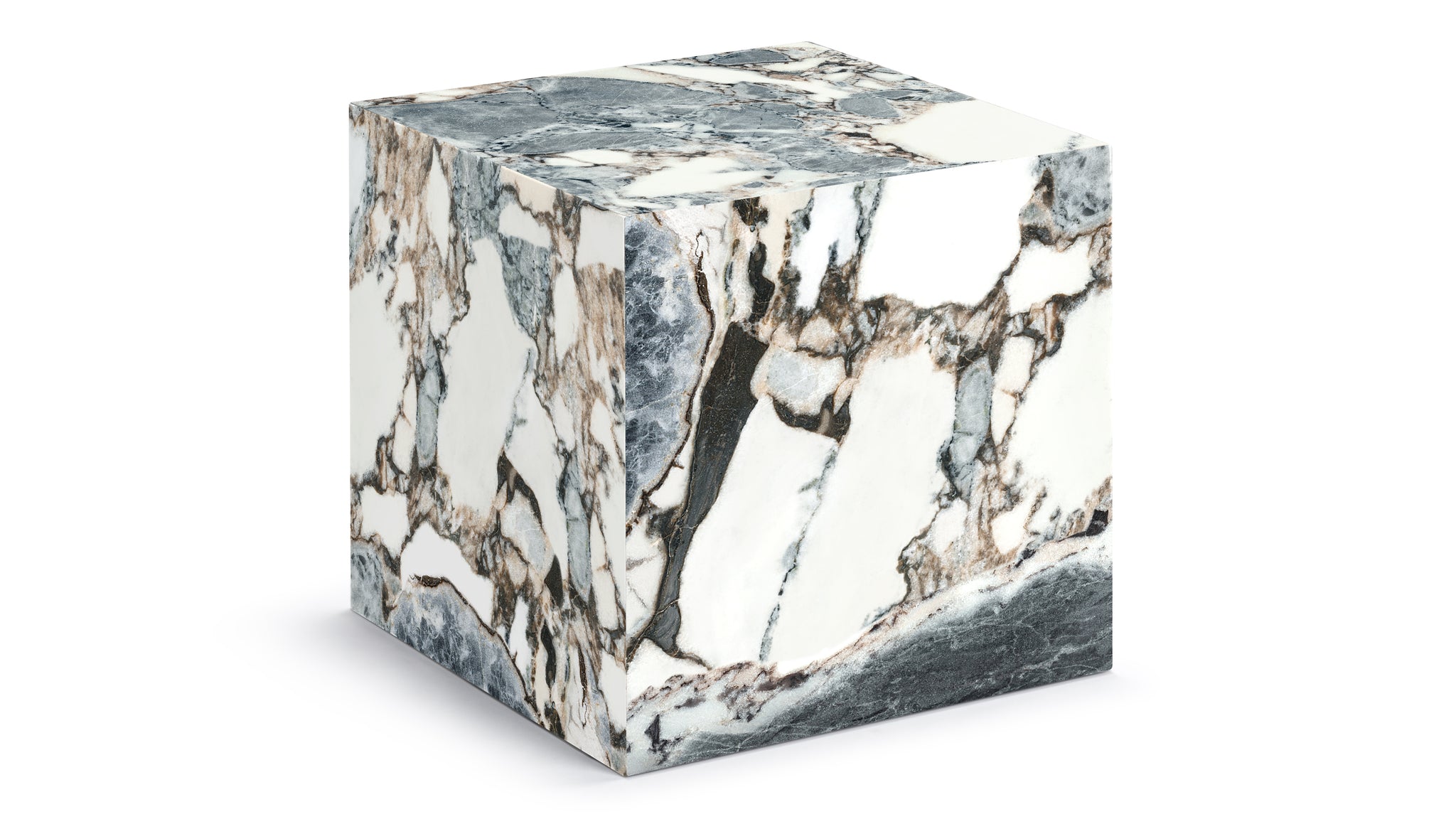 Plinth - Plinth Short Side Table, Modellato Marble | Interior Icons