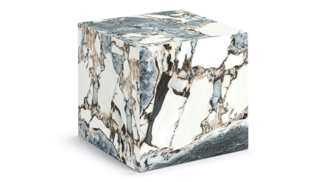 Plinth - Plinth Short Side Table, Modellato Marble