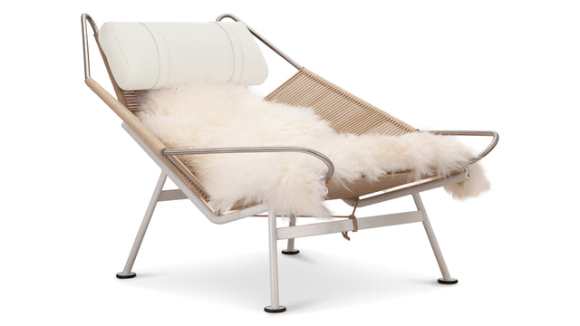 Halyard - Halyard Lounge Chair, Ivory Premium Leather and Icelandic Sheepskin