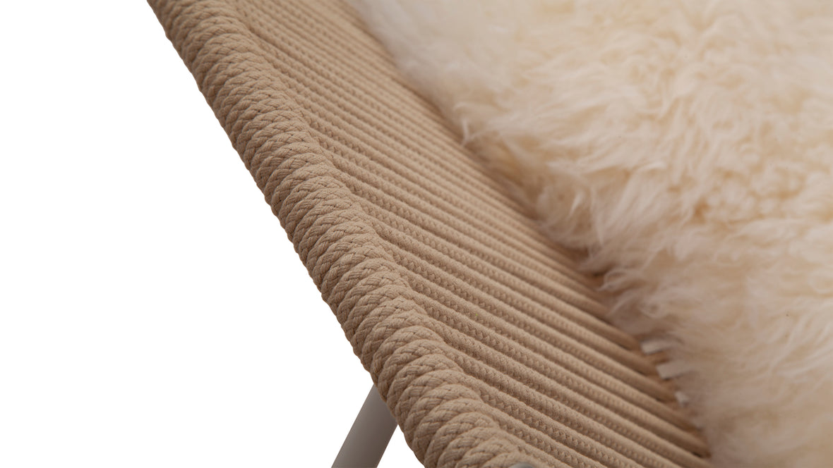 Halyard - Halyard Lounge Chair, Ivory Premium Leather and Icelandic Sheepskin