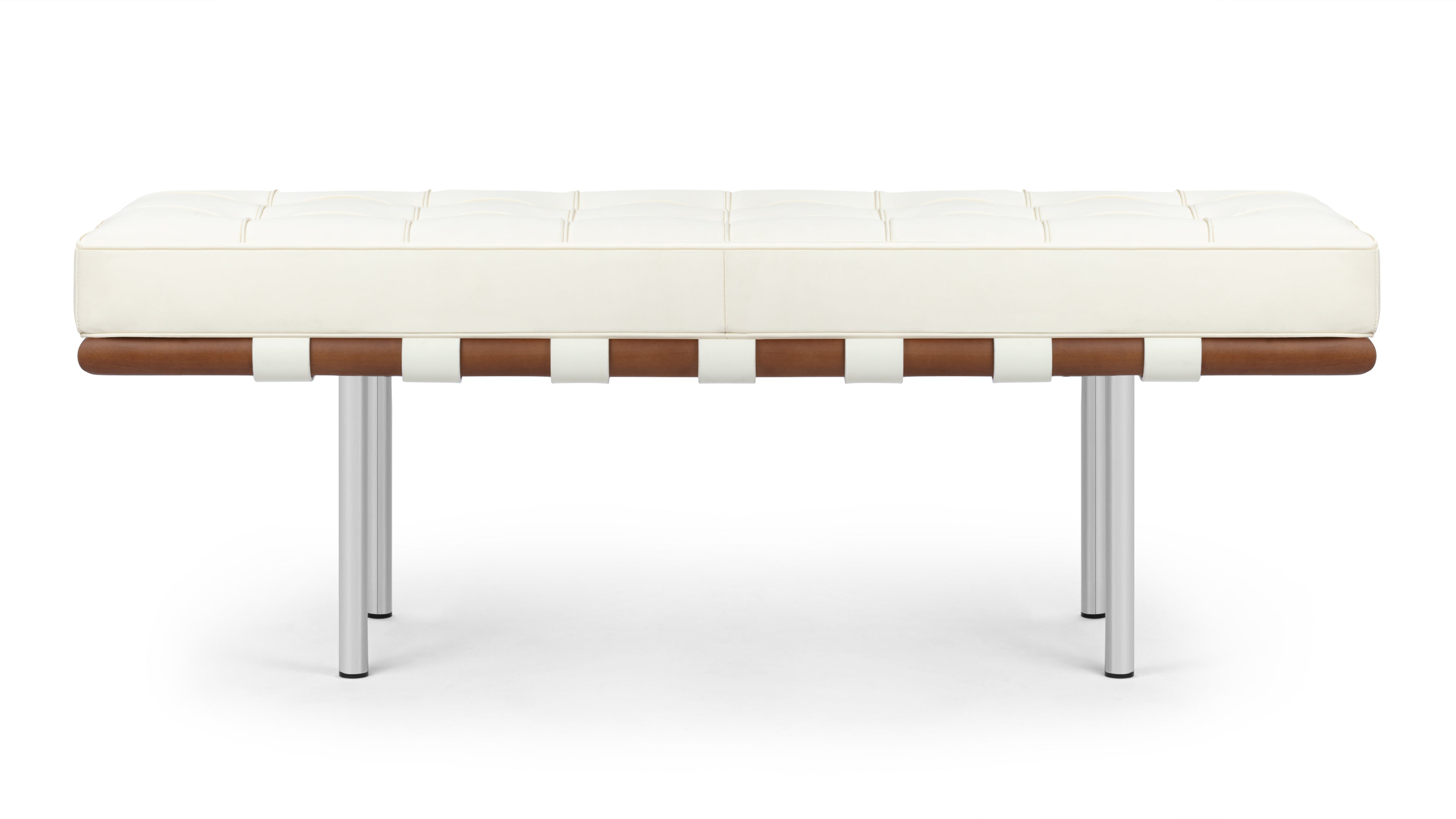 Manhattan Two Seater Bench, Ivory Premium Leather | Interior Icons