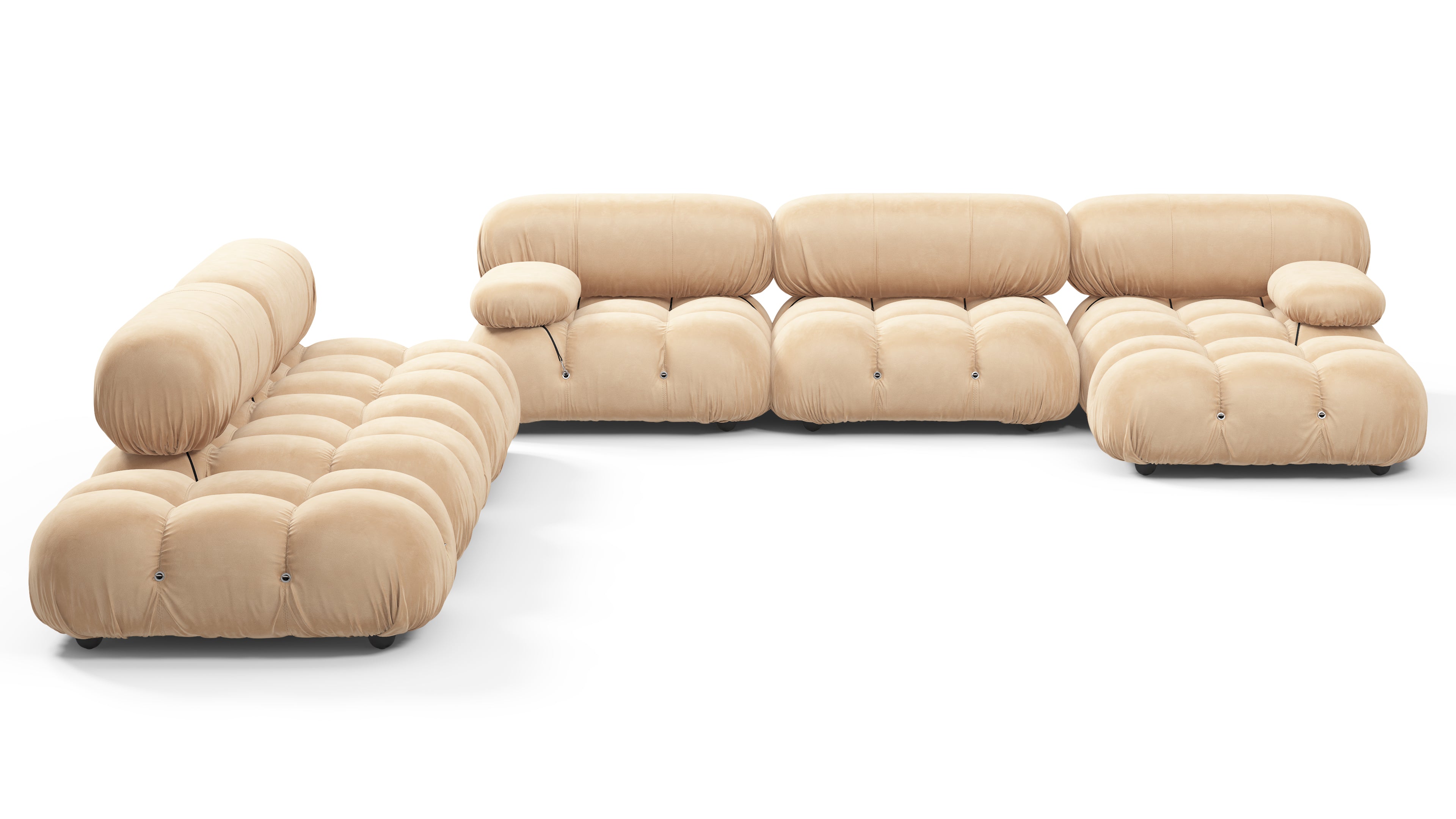 Belia Large Sectional, Left Corner, Ecru Velvet | Interior Icons