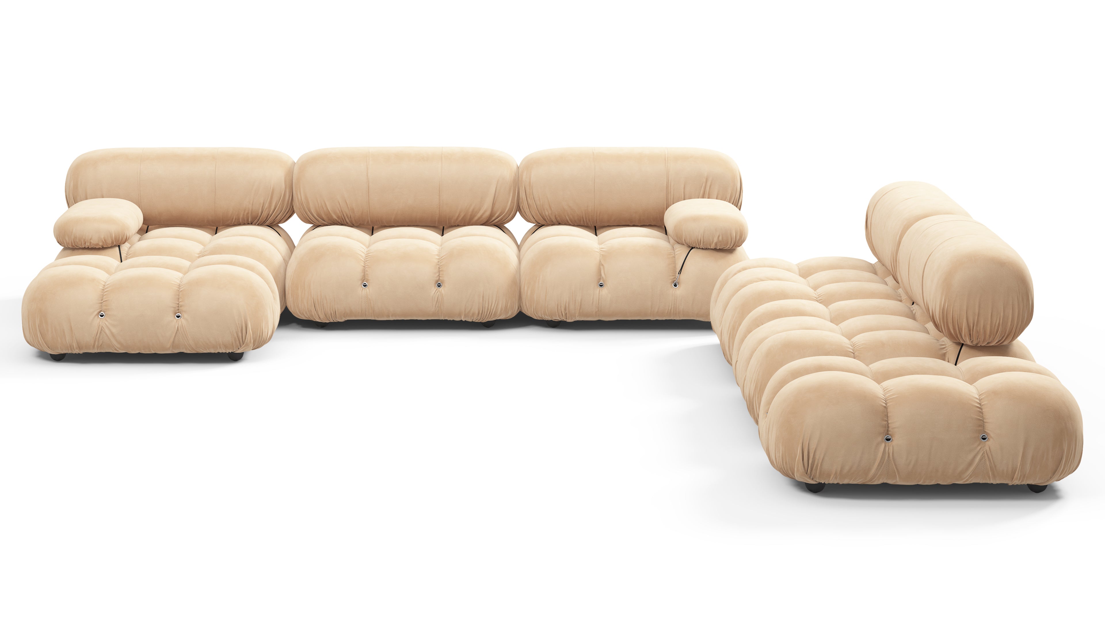 Belia Large Sectional, Right Corner, Ecru Velvet | Interior Icons