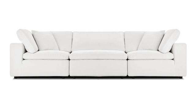 Cloud - Cloud Sectional Sofa, Three Seater, White Linen
