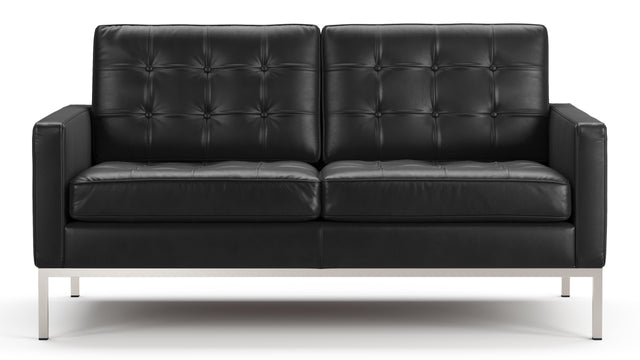 Florence - Florence Two Seater Sofa, Midnight Black Premium Leather