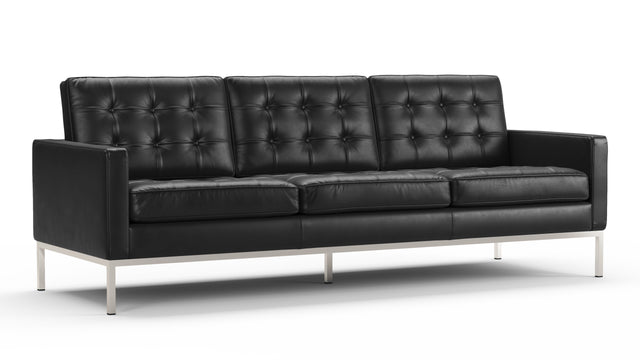 Florence - Florence Three Seater Sofa, Midnight Black Premium Leather
