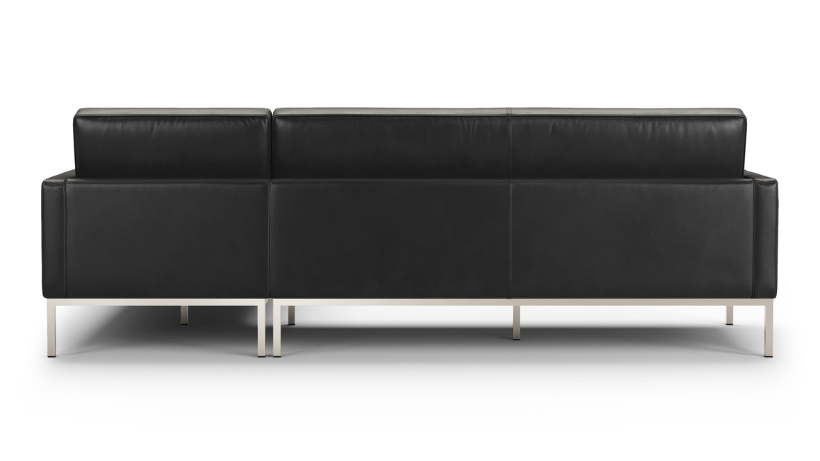 Florence - Florence Three Seater Sofa, Right Chaise, Midnight Black Premium Leather