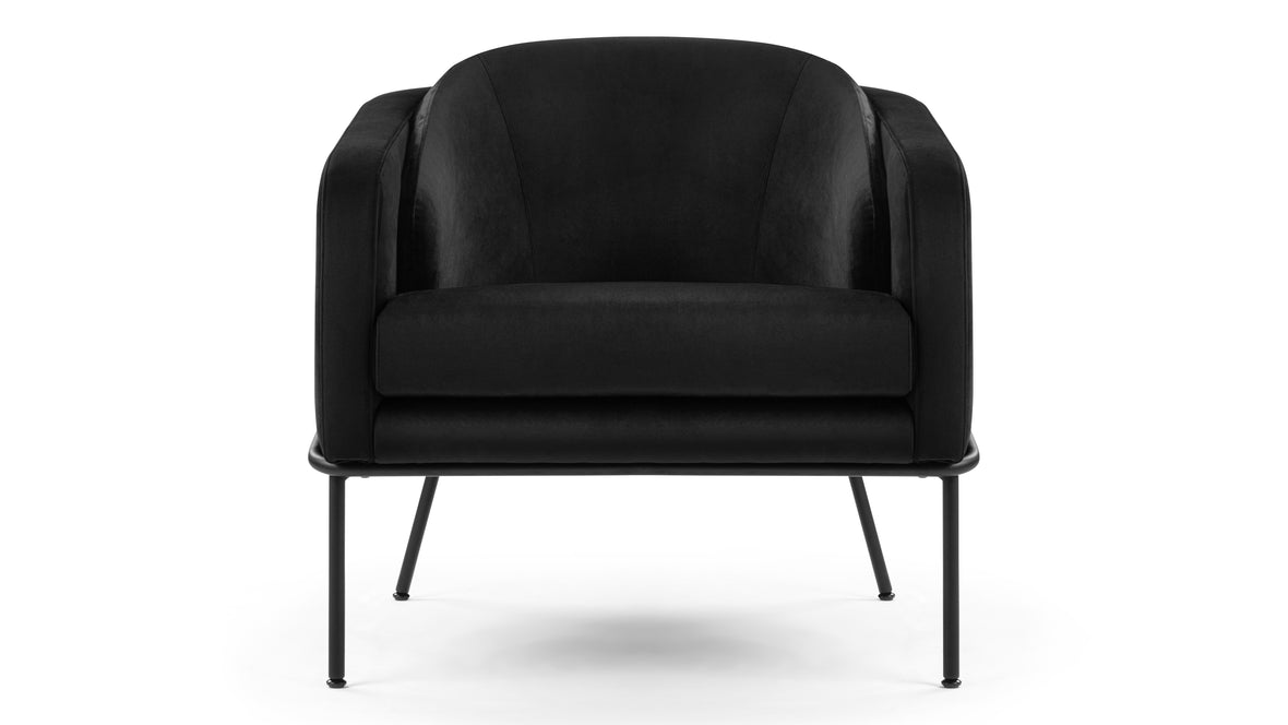 Aben - Aben Lounge Chair, Black Plush Velvet